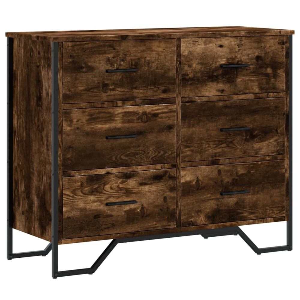 Comodă Cu Sertare Stejar Fumuriu 91X35,5X74,5 Cm Lemn Prelucrat