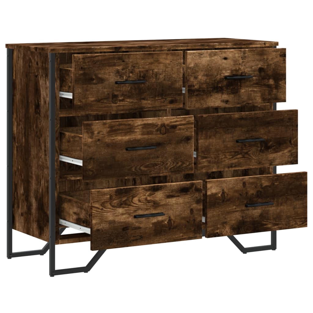 Comodă Cu Sertare Stejar Fumuriu 91X35,5X74,5 Cm Lemn Prelucrat