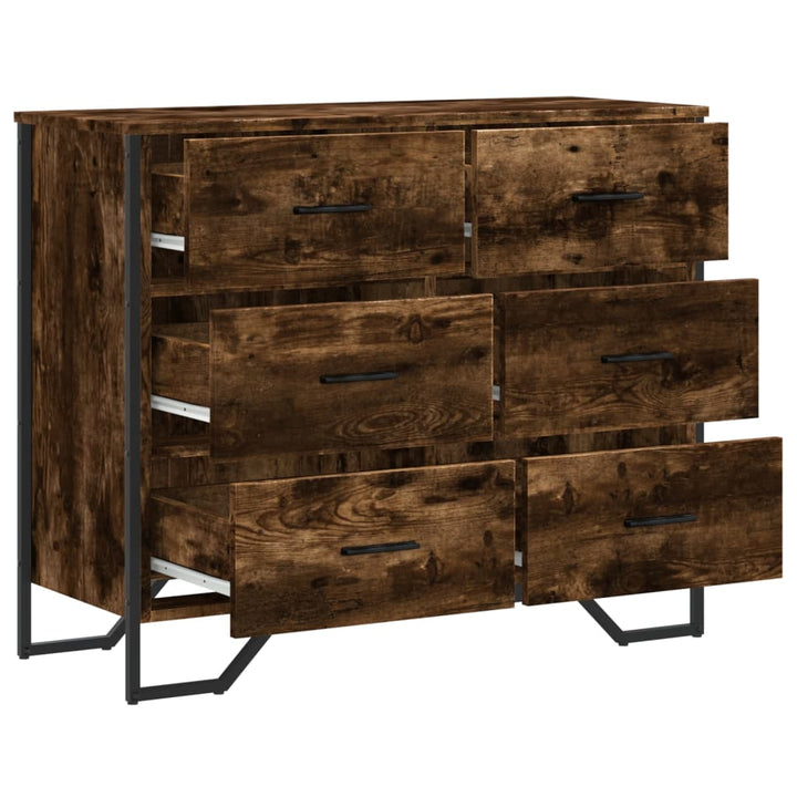 Comodă Cu Sertare Stejar Fumuriu 91X35,5X74,5 Cm Lemn Prelucrat