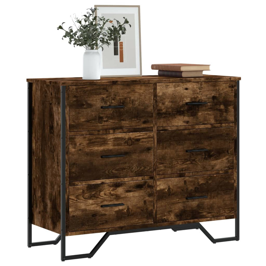 Comodă Cu Sertare Stejar Fumuriu 91X35,5X74,5 Cm Lemn Prelucrat