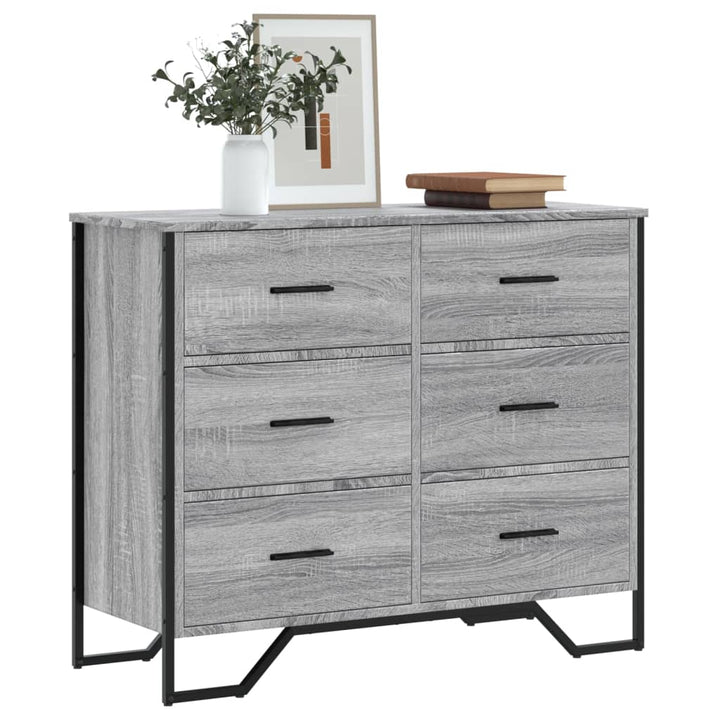 Comodă Cu Sertare Stejar Fumuriu 91X35,5X74,5 Cm Lemn Prelucrat