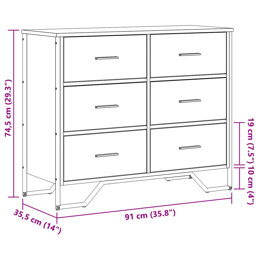Comodă Cu Sertare, Stejar Maro 91X35,5X74,5 Cm Lemn Prelucrat
