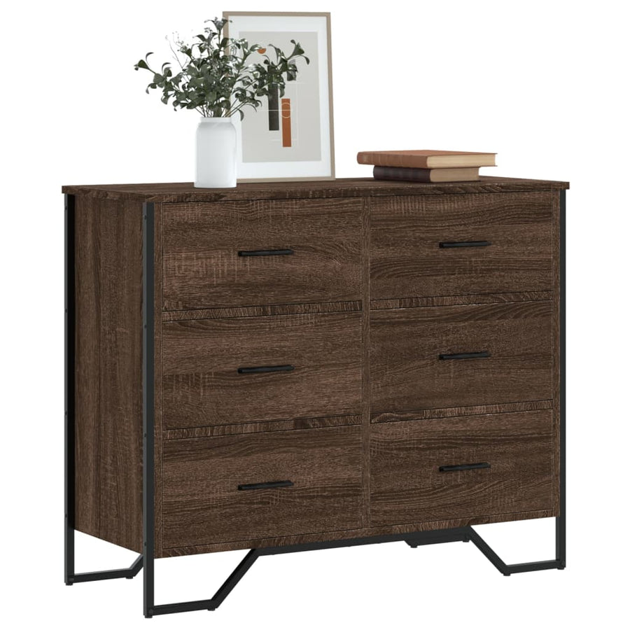 Comodă Cu Sertare, Stejar Maro 91X35,5X74,5 Cm Lemn Prelucrat