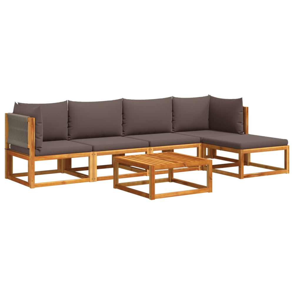 Set De Canapele Grădină Cu Perne, 6 Piese, Lemn Masiv Acacia