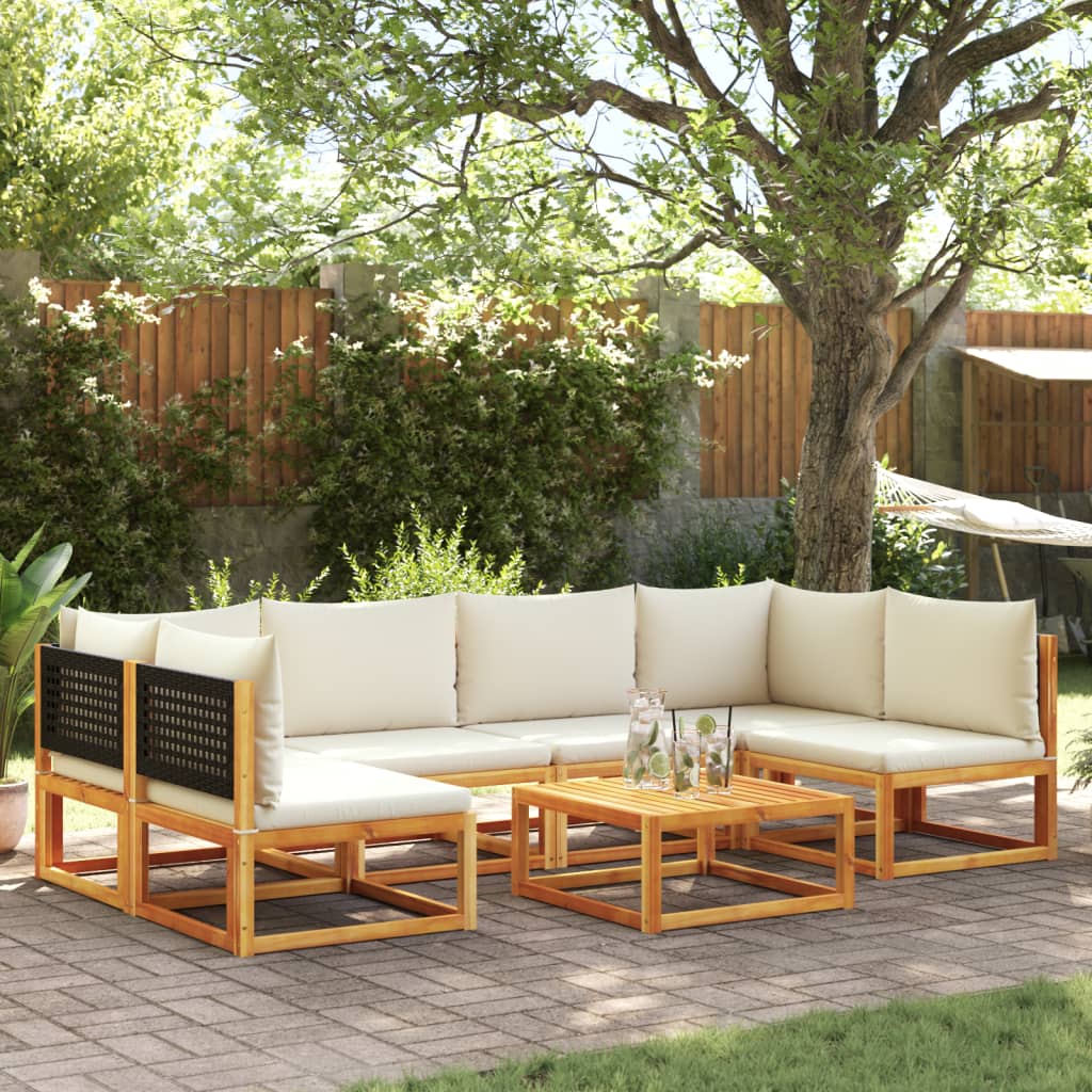 Set Canapele Grădină Cu Perne, 7 Piese, Lemn Masiv Acacia