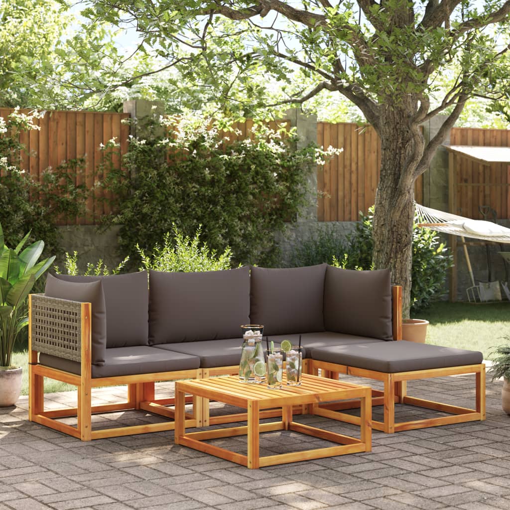 Set Canapele Grădină Cu Perne, 7 Piese, Lemn Masiv Acacia