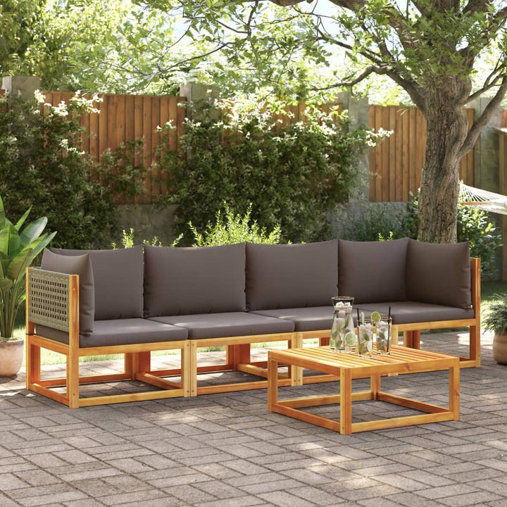 Set Canapele Grădină Cu Perne, 7 Piese, Lemn Masiv Acacia