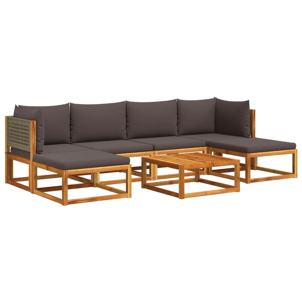 Set Canapele Grădină Cu Perne, 7 Piese, Lemn Masiv Acacia