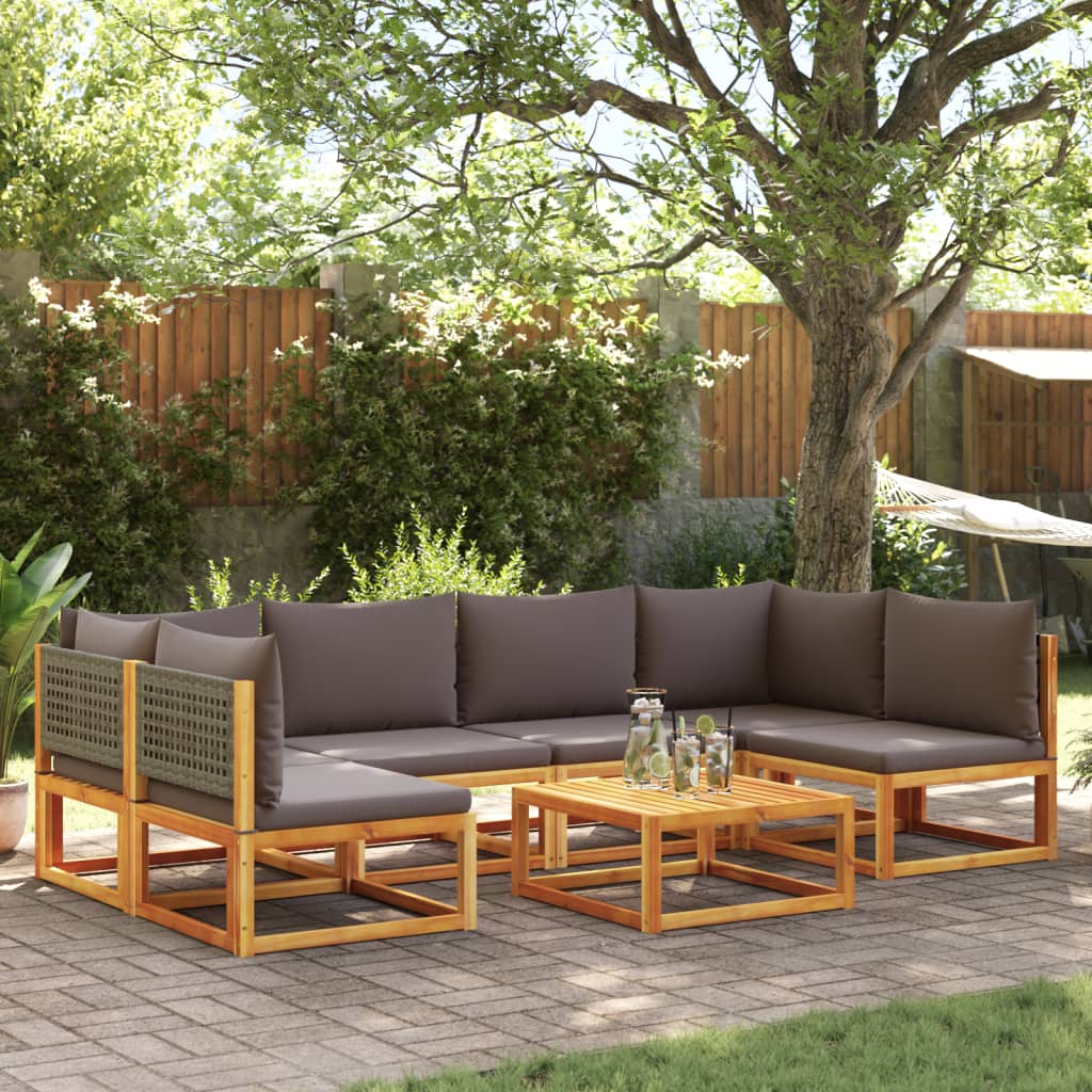 Set Canapele Grădină Cu Perne, 7 Piese, Lemn Masiv Acacia