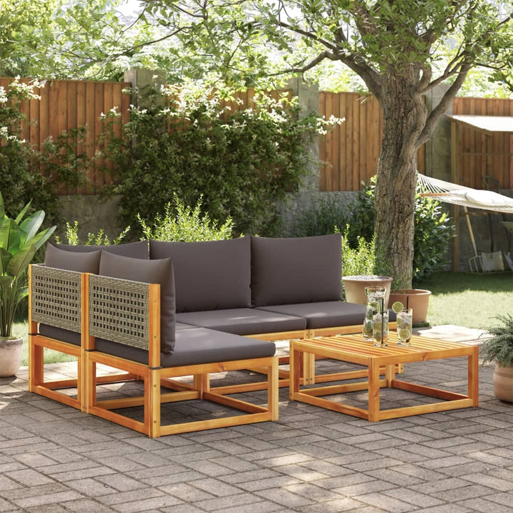 Set Canapele Grădină Cu Perne, 7 Piese, Lemn Masiv Acacia