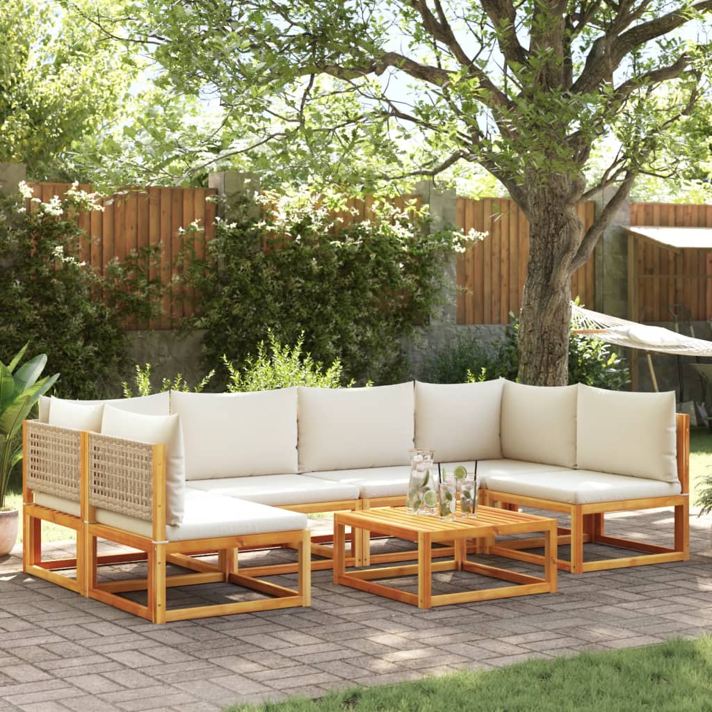 Set Canapele Grădină Cu Perne, 7 Piese, Lemn Masiv Acacia