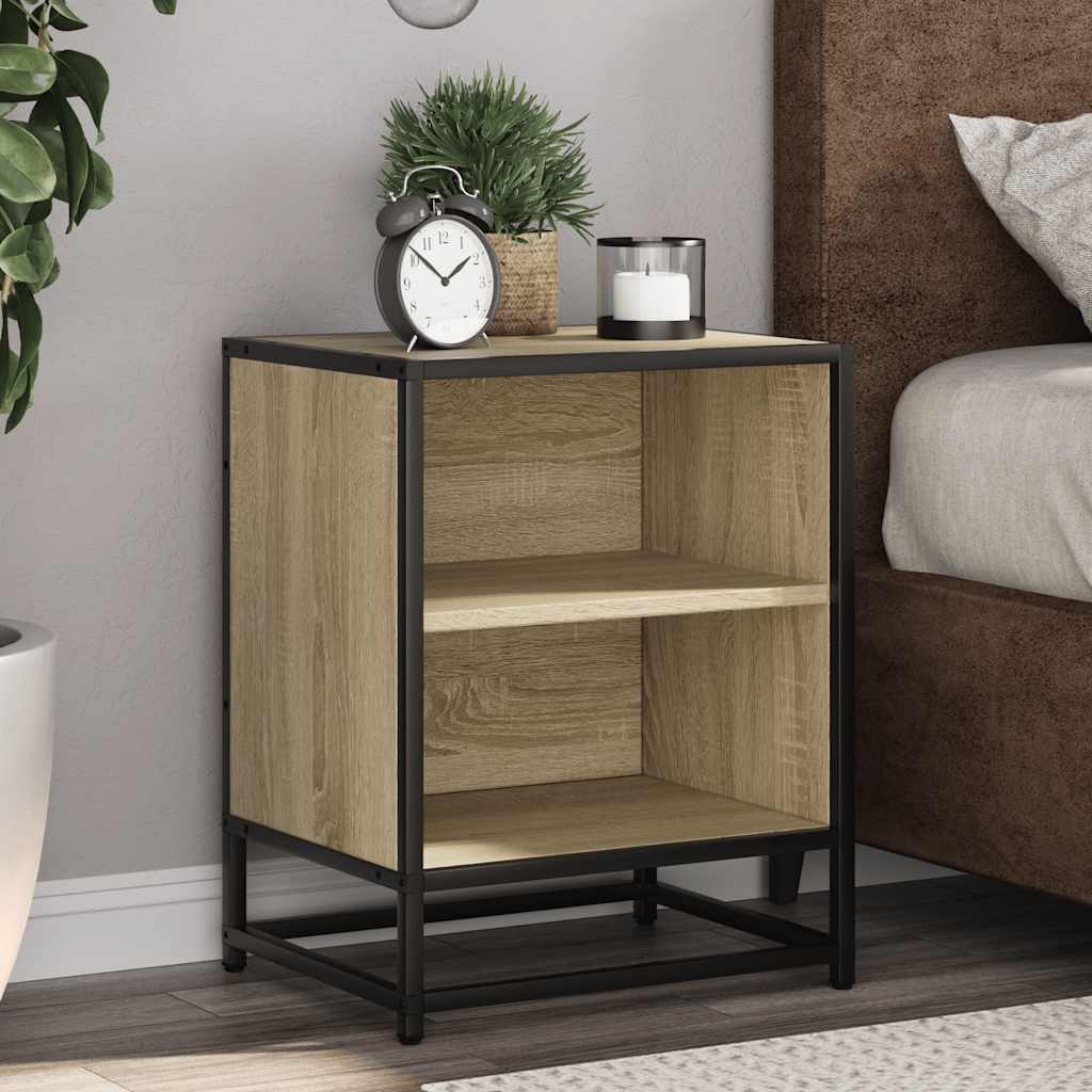 Noptiere 2 Buc Gri Sonoma 40X31X50 Cm Lemn Prelucrat Și Metal