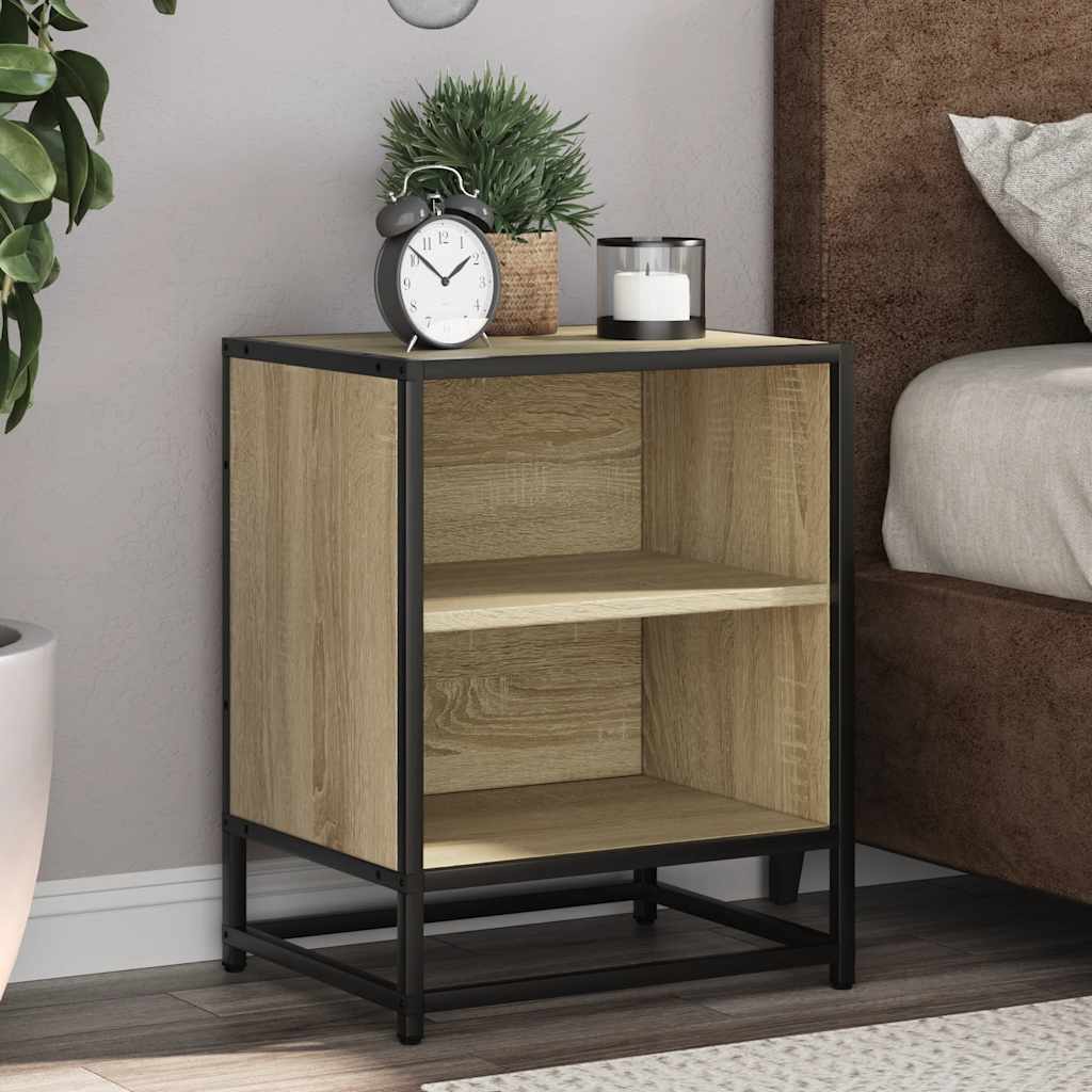 Noptiere 2 Buc Gri Sonoma 40X31X50 Cm Lemn Prelucrat Și Metal