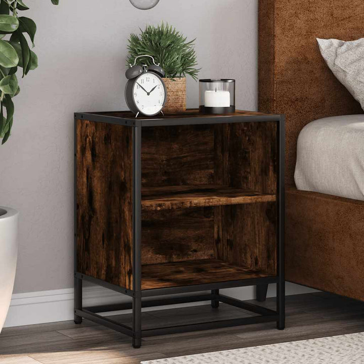 Noptiere 2 Buc Gri Sonoma 40X31X50 Cm Lemn Prelucrat Și Metal