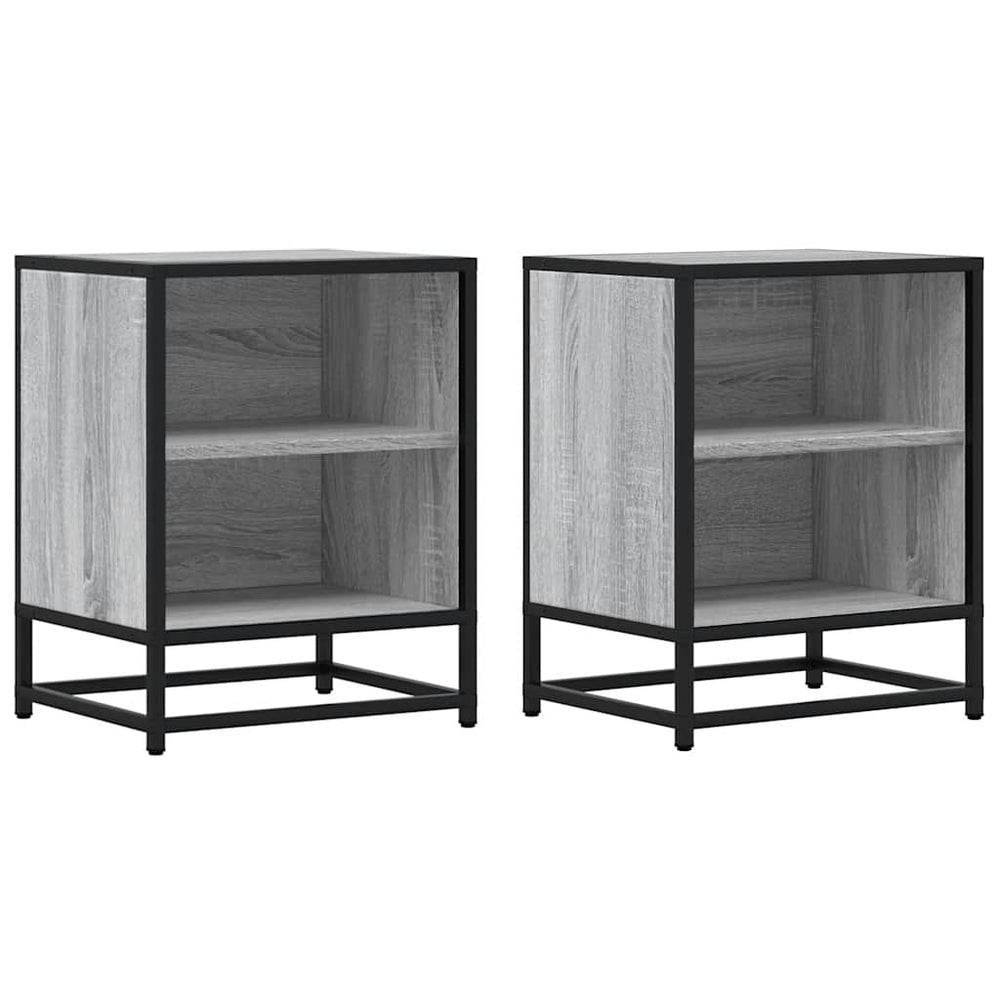 Noptiere 2 Buc Gri Sonoma 40X31X50 Cm Lemn Prelucrat Și Metal