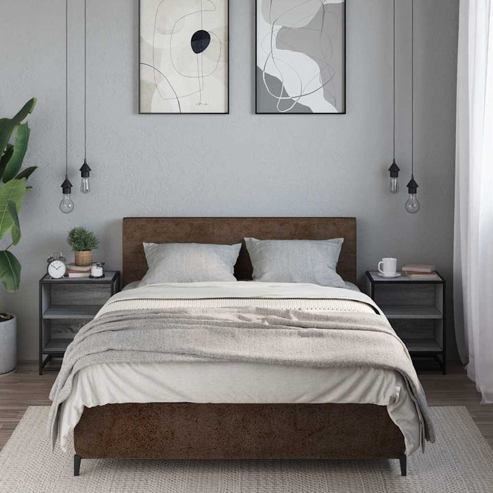 Noptiere 2 Buc Gri Sonoma 40X31X50 Cm Lemn Prelucrat Și Metal