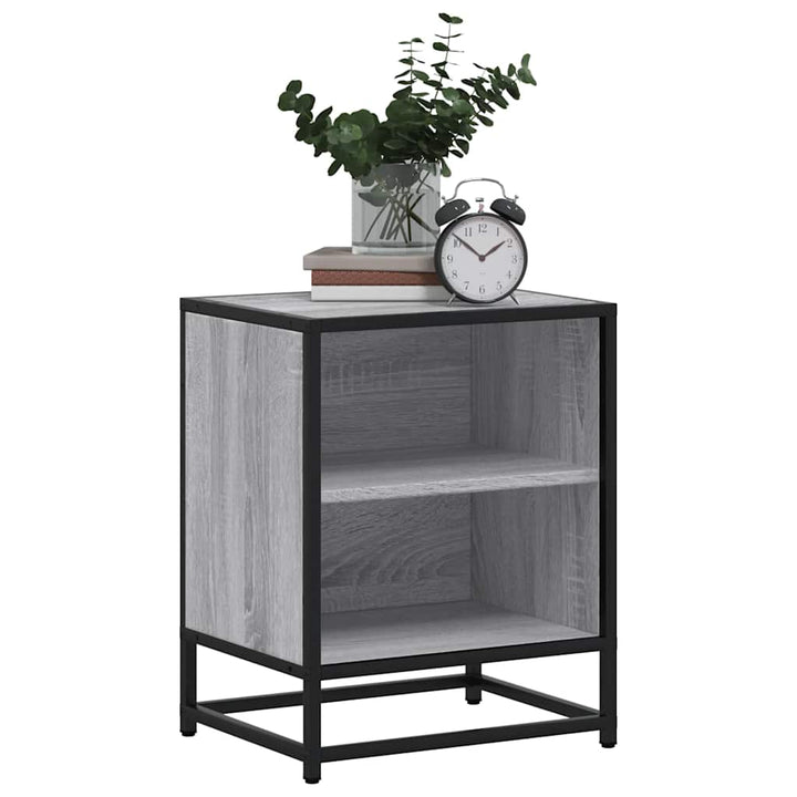 Noptiere 2 Buc Gri Sonoma 40X31X50 Cm Lemn Prelucrat Și Metal