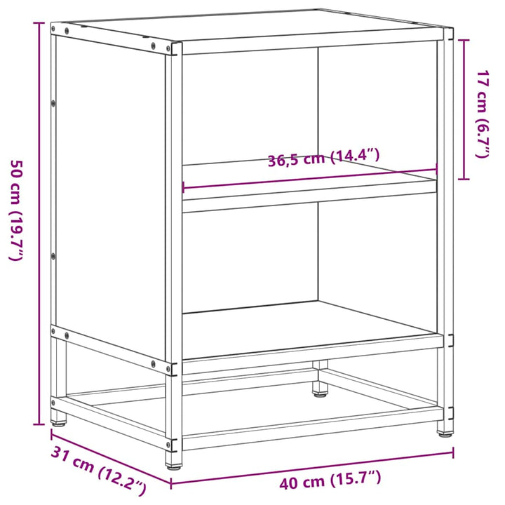 Noptiere 2 Buc Gri Sonoma 40X31X50 Cm Lemn Prelucrat Și Metal