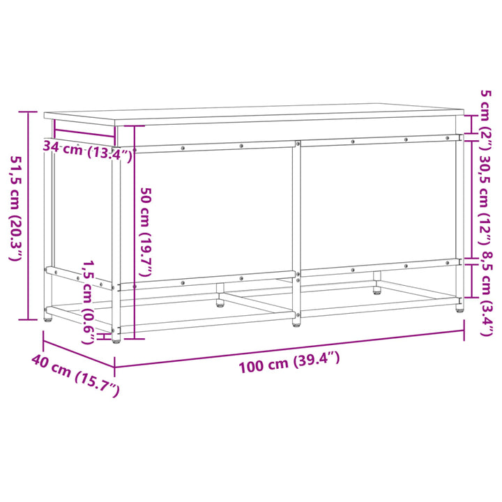Cutie Depozitare Cu Capac 100X40X51,5 Cm Lemn Prelucrat