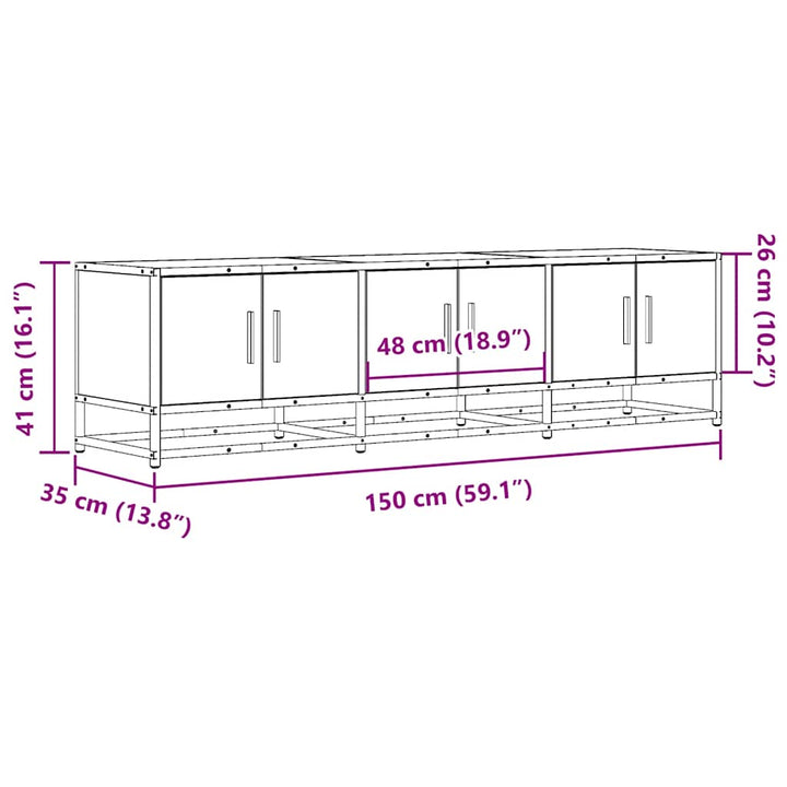 Dulap Tv, , 150X35X41 Cm, Lemn Prelucrat Și Metal