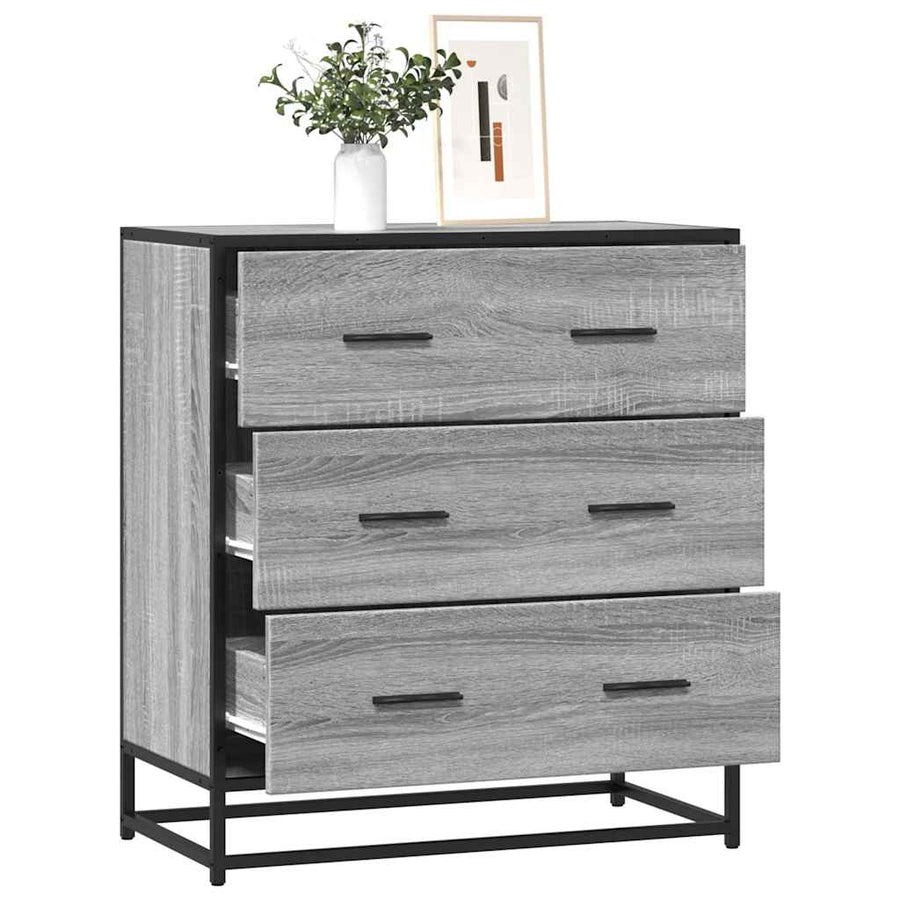 Dulap, Gri Sonoma, 68X35X76 Cm, Lemn Prelucrat Și Metal