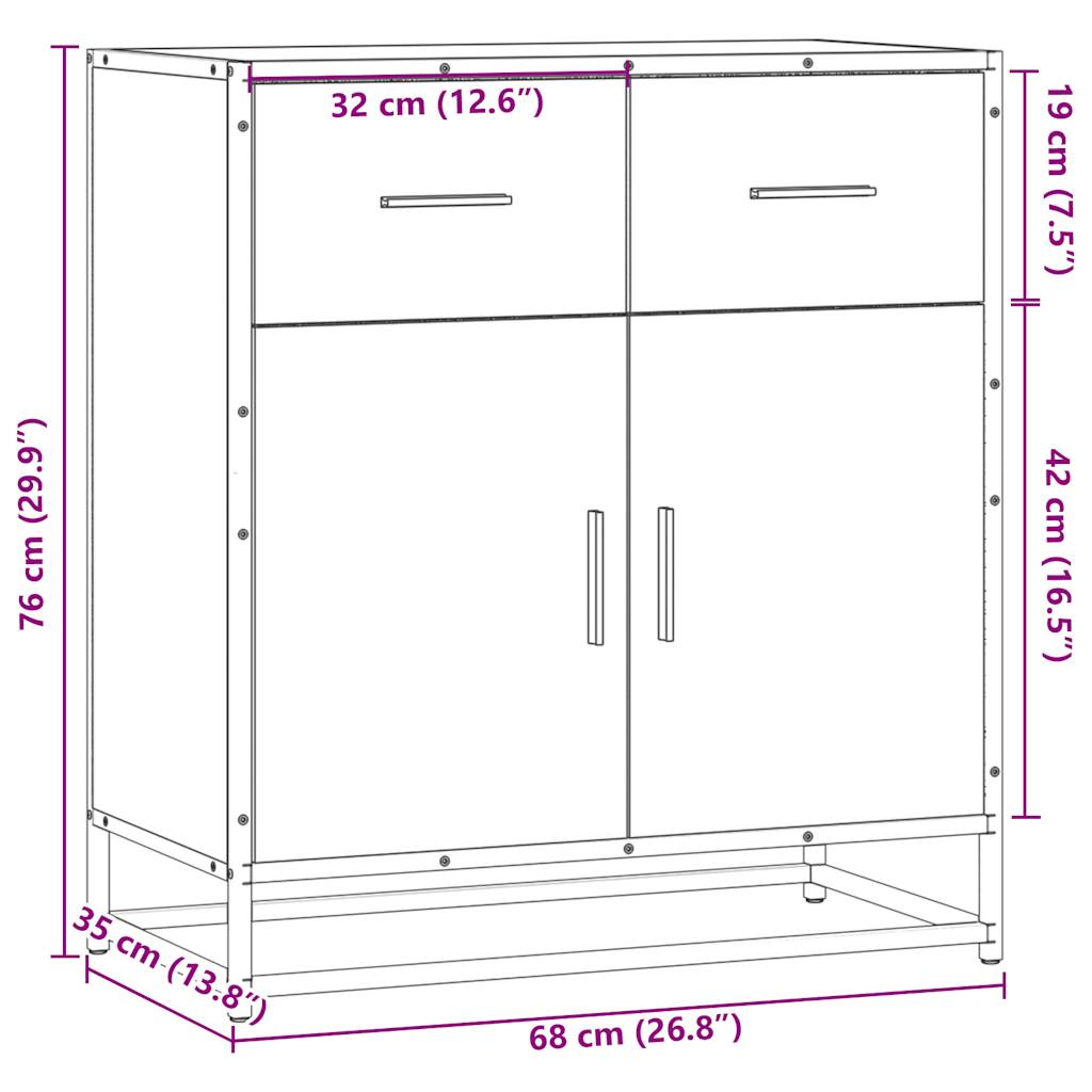 Bufetă 68X35X76 Cm Lemn Prelucrat