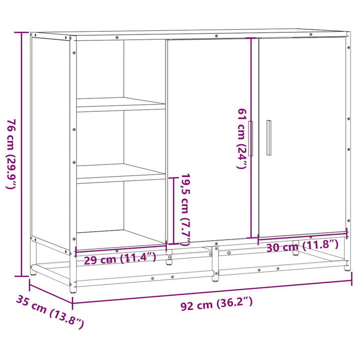 Dulap, Gri Sonoma, 92X35X76 Cm, Lemn Prelucrat