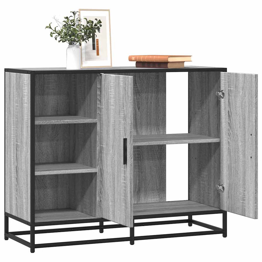 Dulap, Gri Sonoma, 92X35X76 Cm, Lemn Prelucrat