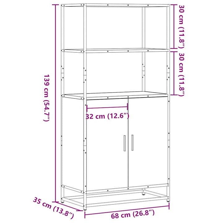 Dulap Nalt Gri Sonoma 68X35X139 Cm Lemn Prelucrat
