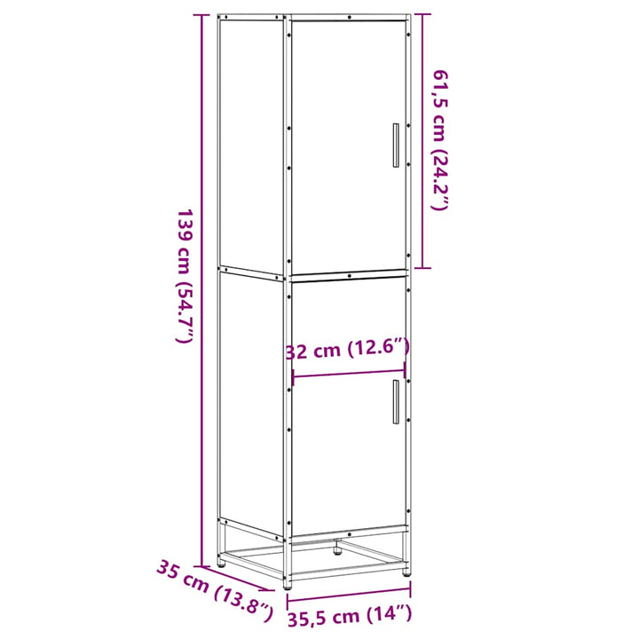 Dulapuru 35,5X35X139 Cm Lemn Și Metal Prelucrat