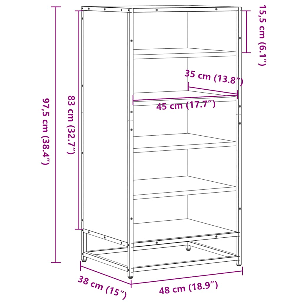 Suport Pantofi 48X38X97,5 Cm Lemn Prelucrat