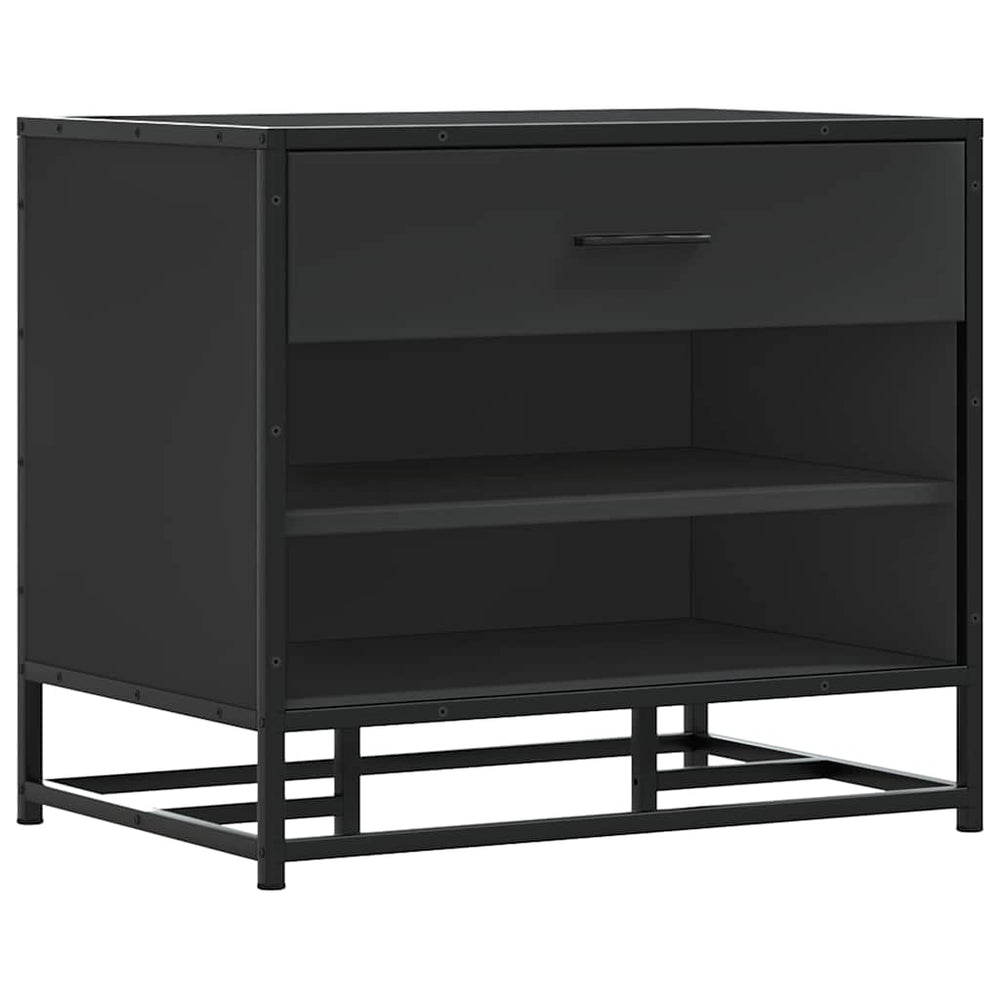 Bancă De Pantofi Neagră 60X40X53,5 Cm Lemn Și Metal Prelucrat