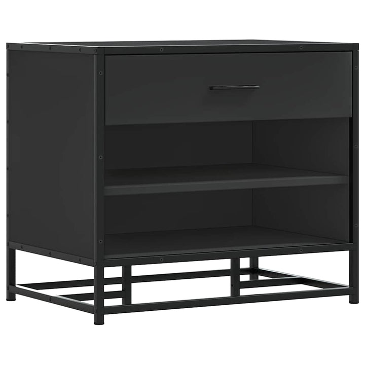 Bancă De Pantofi Neagră 60X40X53,5 Cm Lemn Și Metal Prelucrat