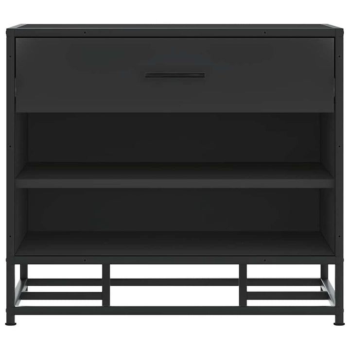 Bancă De Pantofi Neagră 60X40X53,5 Cm Lemn Și Metal Prelucrat