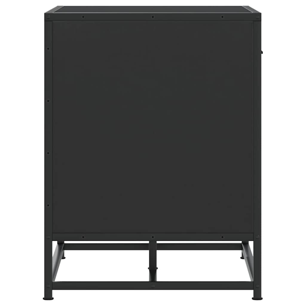 Bancă De Pantofi Neagră 60X40X53,5 Cm Lemn Și Metal Prelucrat