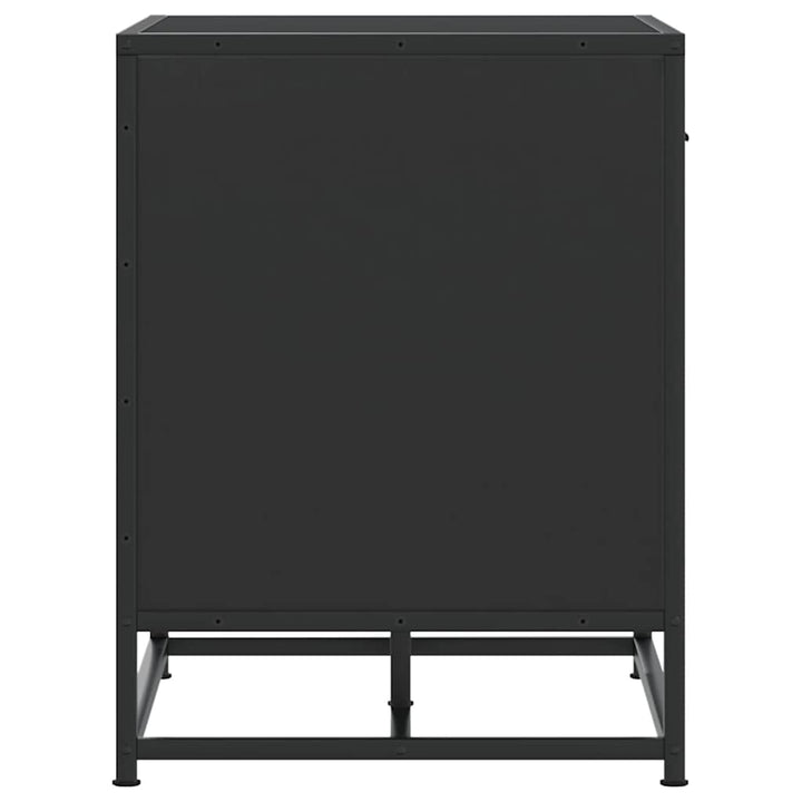 Bancă De Pantofi Neagră 60X40X53,5 Cm Lemn Și Metal Prelucrat