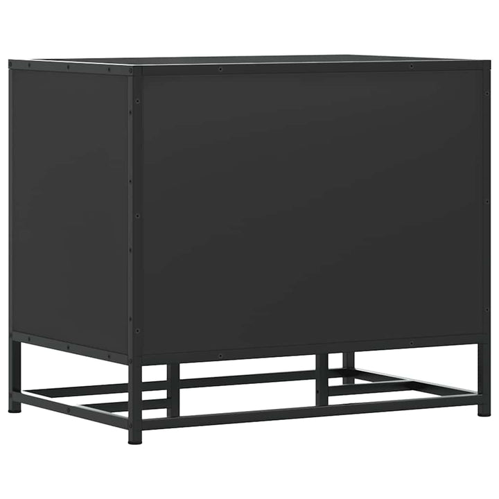 Bancă De Pantofi Neagră 60X40X53,5 Cm Lemn Și Metal Prelucrat