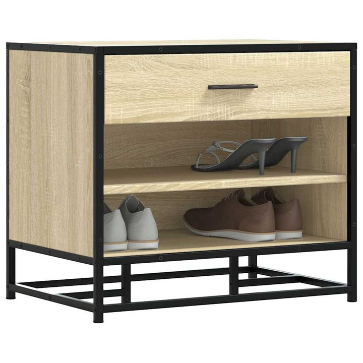 Bancă De Pantofi Neagră 60X40X53,5 Cm Lemn Și Metal Prelucrat