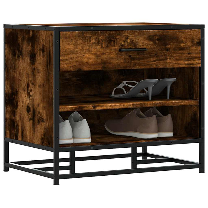 Bancă De Pantofi Neagră 60X40X53,5 Cm Lemn Și Metal Prelucrat