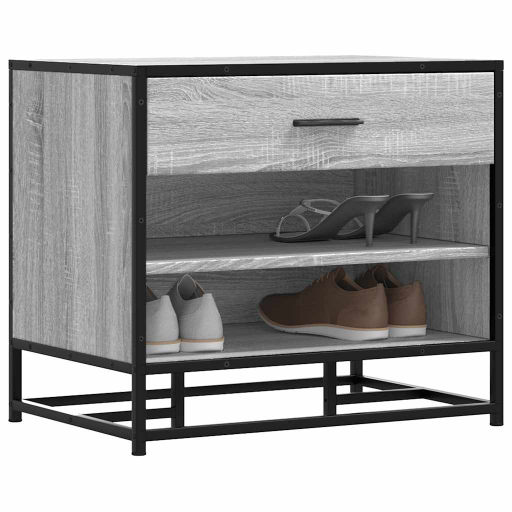 Bancă De Pantofi Neagră 60X40X53,5 Cm Lemn Și Metal Prelucrat