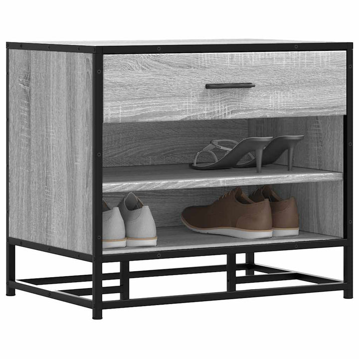 Bancă De Pantofi Neagră 60X40X53,5 Cm Lemn Și Metal Prelucrat