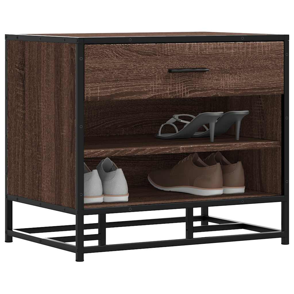 Bancă De Pantofi Neagră 60X40X53,5 Cm Lemn Și Metal Prelucrat