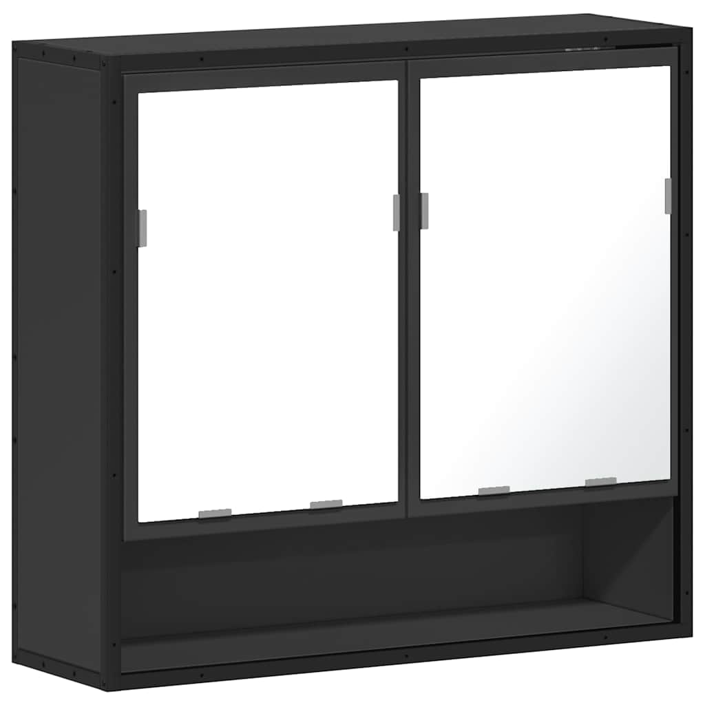 Dulap Cu Oglindă Pentru Baie Neagră 65X20X60 Cm Lemn Prelucrat