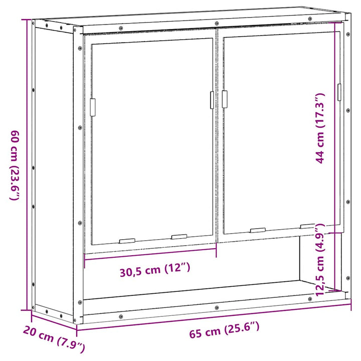 Dulap Cu Oglindă Pentru Baie Neagră 65X20X60 Cm Lemn Prelucrat