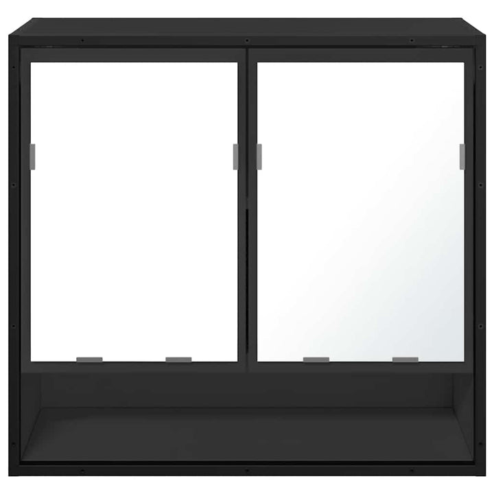 Dulap Cu Oglindă Pentru Baie Neagră 65X20X60 Cm Lemn Prelucrat