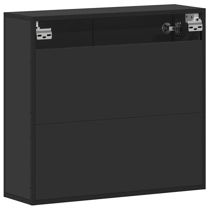 Dulap Cu Oglindă Pentru Baie Neagră 65X20X60 Cm Lemn Prelucrat