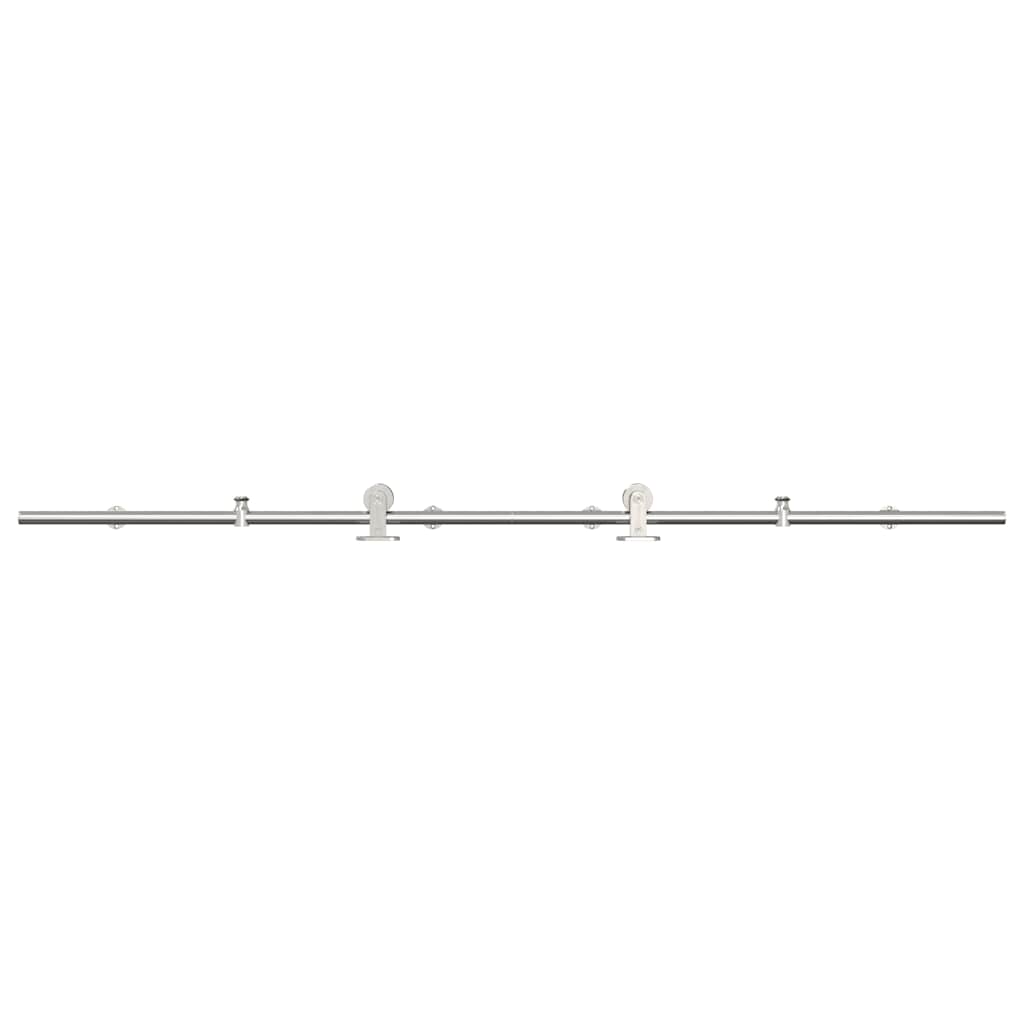Set Piese Pentru Ușă Glisantă, Argintiu, 200 Cm Oțel Inoxidabil