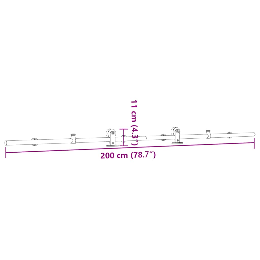 Set Piese Pentru Ușă Glisantă, Argintiu, 200 Cm Oțel Inoxidabil