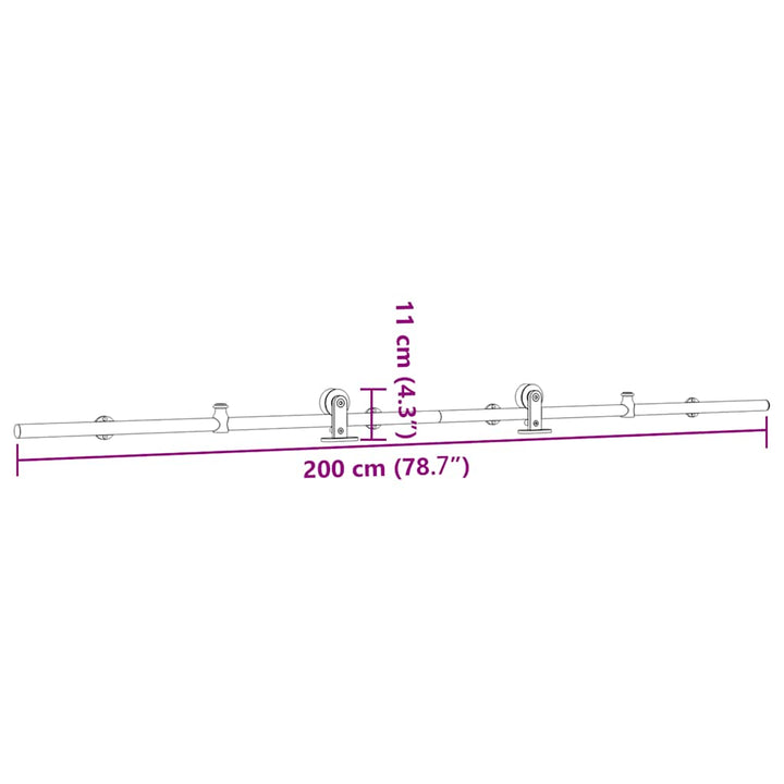 Set Piese Pentru Ușă Glisantă, Argintiu, 200 Cm Oțel Inoxidabil