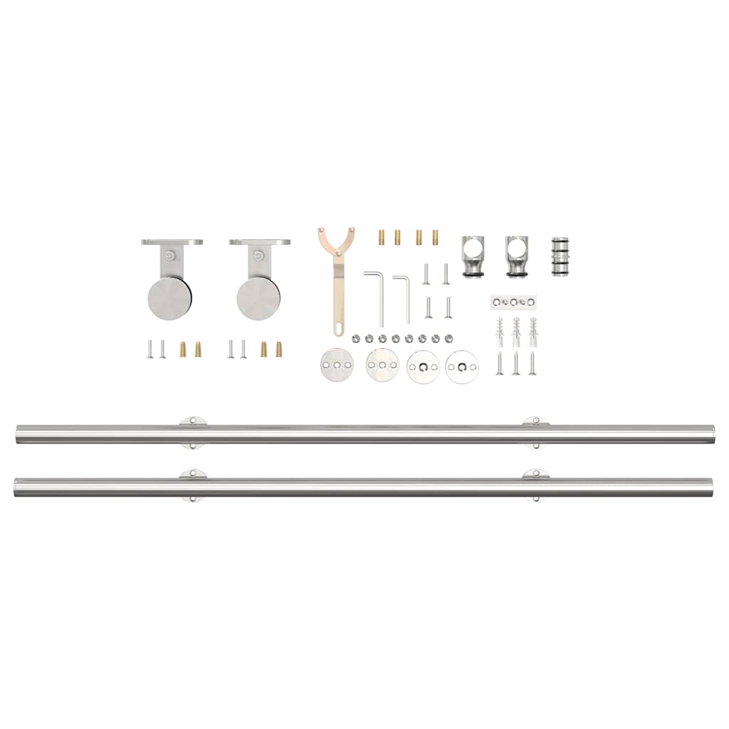 Set Piese Pentru Ușă Glisantă, Argintiu, 200 Cm Oțel Inoxidabil